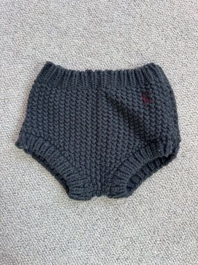 Knitted Baby Bloomer Shorts in Charcoal